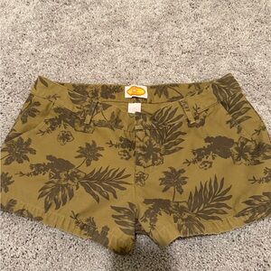 Raya Sun Olive Floral High Waist Shorts